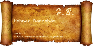 Hahner Barnabás névjegykártya
